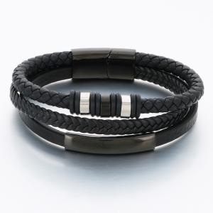 Stainless Steel Leather Bracelet - KB189638-CX