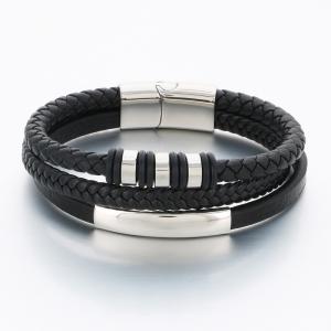 Stainless Steel Leather Bracelet - KB189640-CX