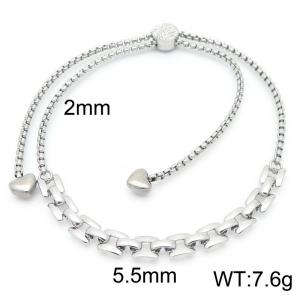 Fashion Stainless Steel Geometric Square Bracelet Drawstring Adjustable Silver Color - KB189686-Z