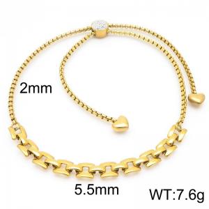 Fashion Stainless Steel Geometric Square Bracelet Drawstring Adjustable Gold Color - KB189687-Z