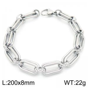 Fashion Stainless Steel Geometric Square Bracelet Double Chain Silver Color - KB189706-Z