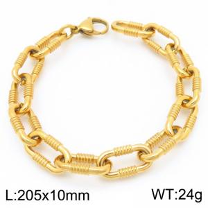 Fashion Stainless Steel Geometric Square Bracelet Gold Color - KB189707-Z