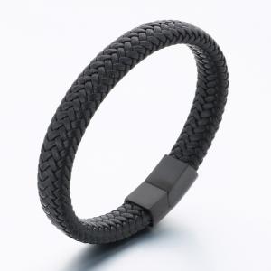 Stainless Steel Leather Bracelet - KB189768-TSC