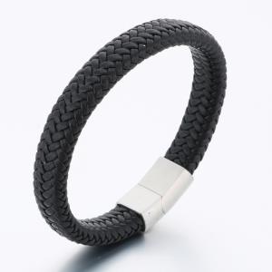 Stainless Steel Leather Bracelet - KB189769-TSC