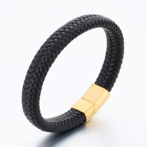 Stainless Steel Leather Bracelet - KB189770-TSC