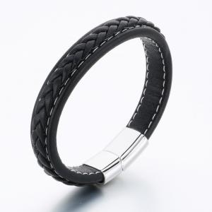 Stainless Steel Leather Bracelet - KB189771-TSC