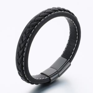 Stainless Steel Leather Bracelet - KB189773-TSC