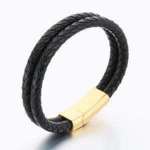 Stainless Steel Leather Bracelet - KB189774-TSC