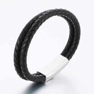 Stainless Steel Leather Bracelet - KB189775-TSC