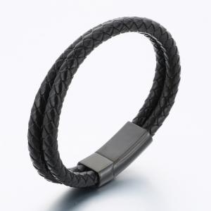 Stainless Steel Leather Bracelet - KB189776-TSC