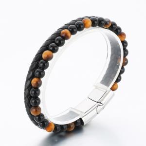 Stainless Steel Leather Bracelet - KB189781-TSC