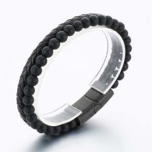 Stainless Steel Leather Bracelet - KB189786-TSC