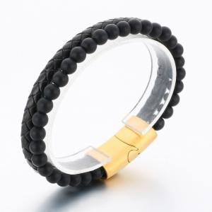 Stainless Steel Leather Bracelet - KB189788-TSC