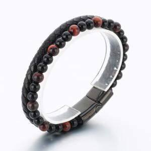 Stainless Steel Leather Bracelet - KB189789-TSC