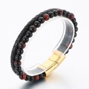 Stainless Steel Leather Bracelet - KB189790-TSC