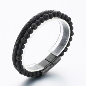 Stainless Steel Leather Bracelet - KB189791-TSC