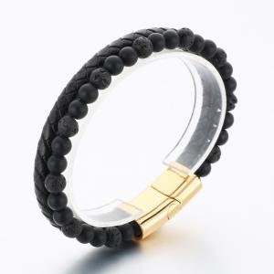 Stainless Steel Leather Bracelet - KB189792-TSC