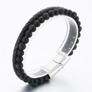 Stainless Steel Leather Bracelet - KB189793-TSC