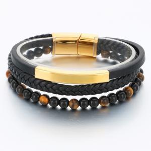 Stainless Steel Leather Bracelet - KB189795-TSC