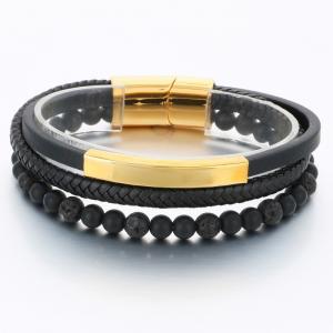 Stainless Steel Leather Bracelet - KB189798-TSC