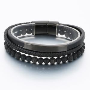 Stainless Steel Leather Bracelet - KB189799-TSC