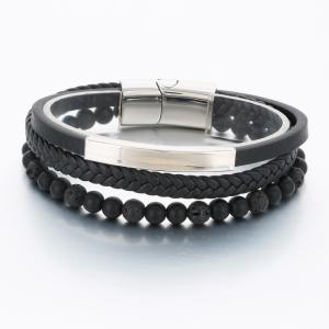 Stainless Steel Leather Bracelet - KB189807-TSC