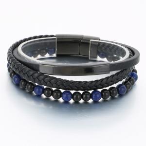 Stainless Steel Leather Bracelet - KB189810-TSC