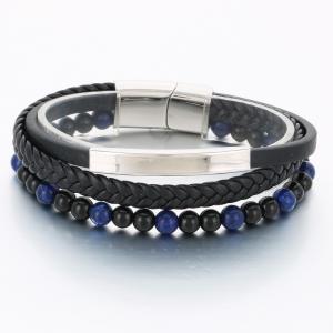 Stainless Steel Leather Bracelet - KB189811-TSC