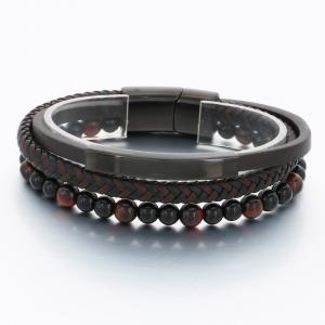 Stainless Steel Leather Bracelet - KB189812-TSC