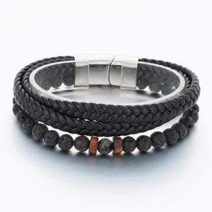 Stainless Steel Leather Bracelet - KB189815-TSC