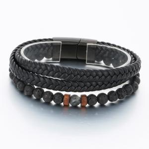 Stainless Steel Leather Bracelet - KB189816-TSC