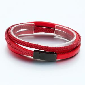 Stainless Steel Leather Bracelet - KB189818-TSC