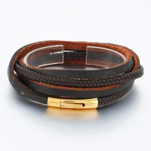 Stainless Steel Leather Bracelet - KB189824-TSC