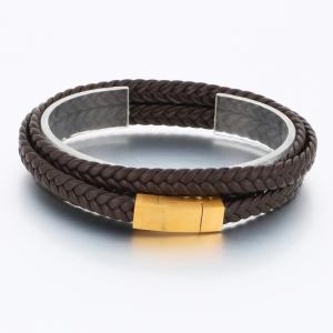 Stainless Steel Leather Bracelet - KB189825-TSC