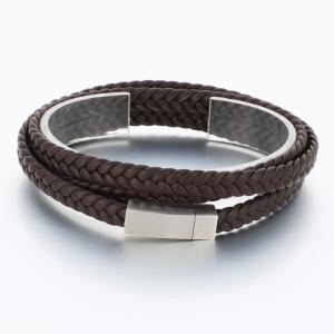 Stainless Steel Leather Bracelet - KB189826-TSC