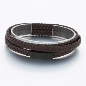 Stainless Steel Leather Bracelet - KB189827-TSC