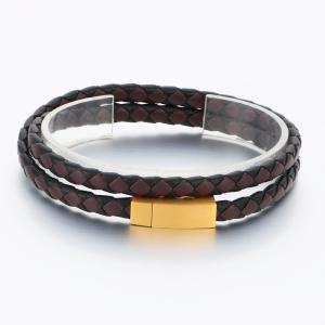 Stainless Steel Leather Bracelet - KB189828-TSC