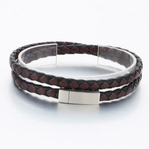 Stainless Steel Leather Bracelet - KB189829-TSC