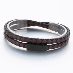 Stainless Steel Leather Bracelet - KB189830-TSC