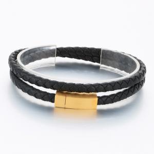 Stainless Steel Leather Bracelet - KB189831-TSC