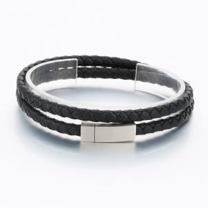 Stainless Steel Leather Bracelet - KB189832-TSC