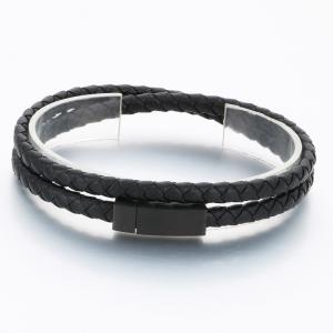 Stainless Steel Leather Bracelet - KB189833-TSC