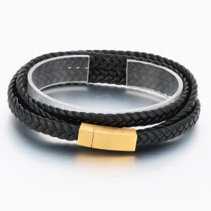 Stainless Steel Leather Bracelet - KB189834-TSC