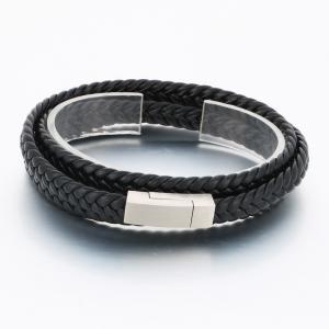 Stainless Steel Leather Bracelet - KB189835-TSC