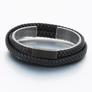 Stainless Steel Leather Bracelet - KB189836-TSC