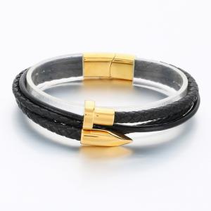 Stainless Steel Leather Bracelet - KB189837-TSC