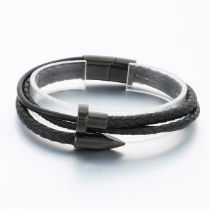 Stainless Steel Leather Bracelet - KB189838-TSC