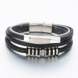 Stainless Steel Leather Bracelet - KB189839-TSC