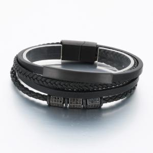 Stainless Steel Leather Bracelet - KB189840-TSC