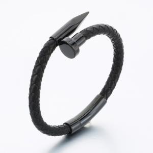 Stainless Steel Leather Bracelet - KB189843-TSC